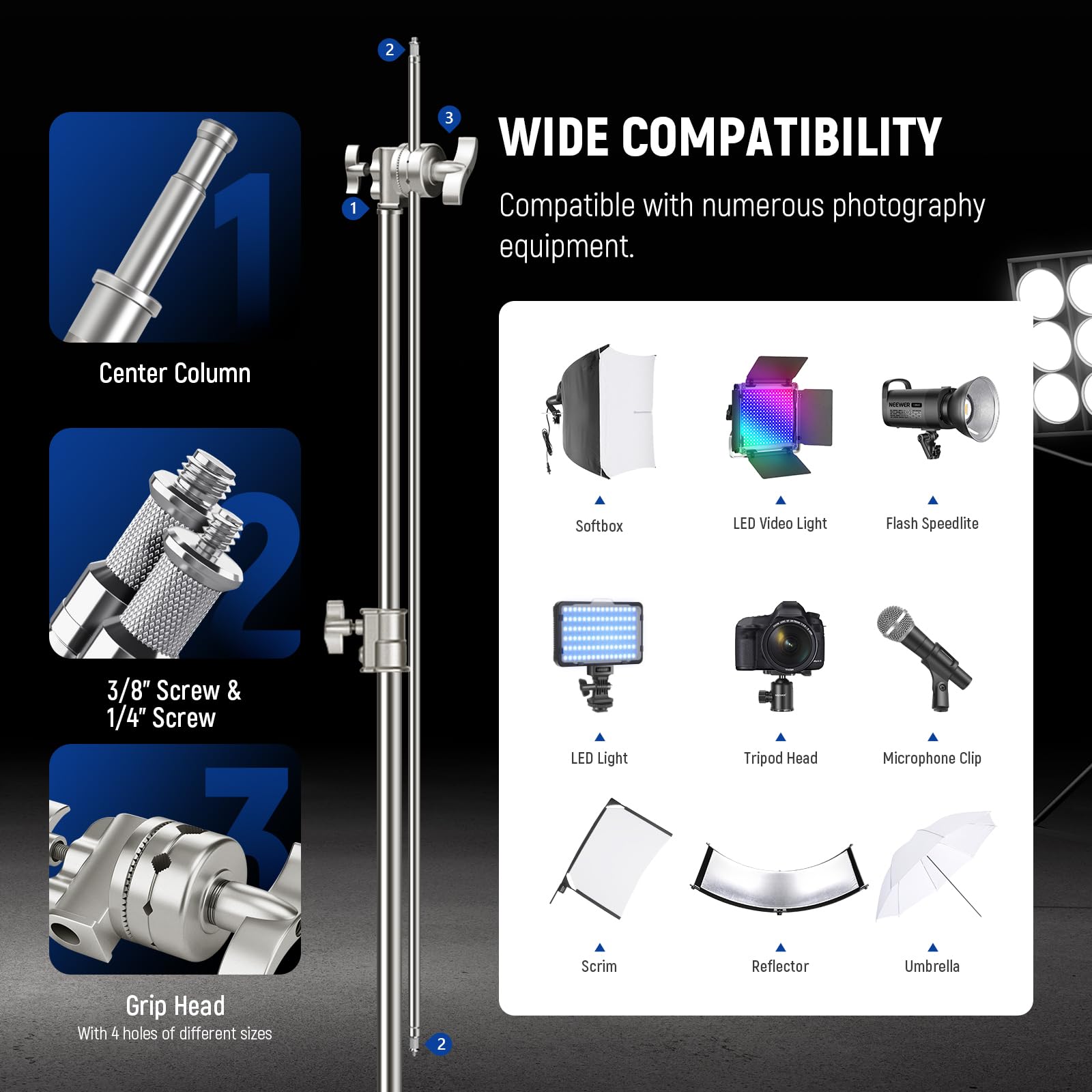 Amazon | NEEWER 重型Cスタンド センチュリースタンド ブームアーム
